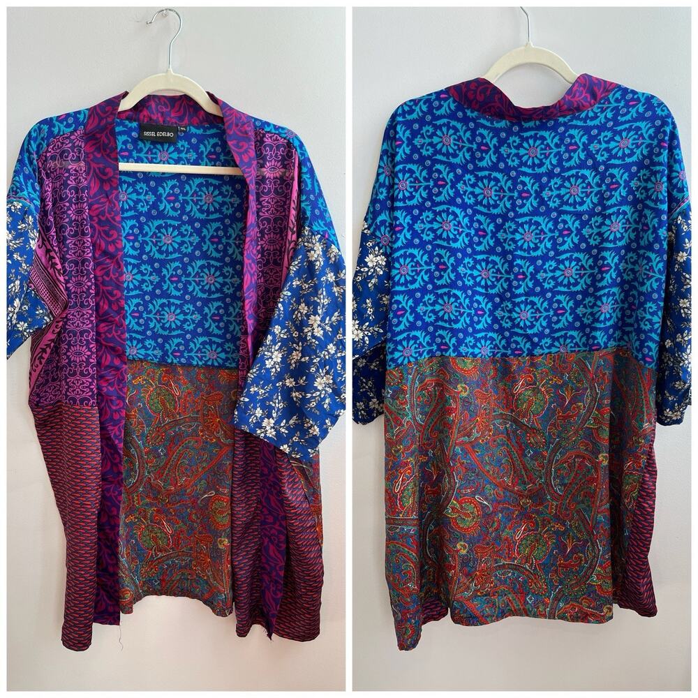 Sissel Edelbo M/L Silk Short Kimono Anthropology Psychedelic Paisley Floral